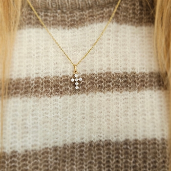 Kreuzanhänger in 8kt Gold mit zirkonia